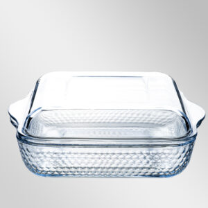 Cam Kapaklı Küçük, Petek Desenli Kare Tencere Seti