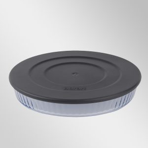 Plastik Kapaklı Küçük, Optik Desenli Yuvarlak Tepsi