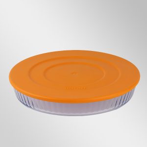 Plastik Kapaklı Büyük, Optik Desenli Yuvarlak Tepsi