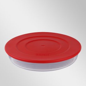 Plastik Kapaklı Büyük, Izgara Desenli Yuvarlak Tepsi