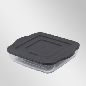 Plastik Kapaklı Küçük, Izgara Desenli Kare Tepsi