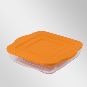 Plastik Kapaklı Büyük, Izgara Desenli Kare Tepsi