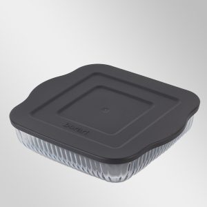 Plastik Kapaklı Büyük, Optik Desenli Kare Tepsi