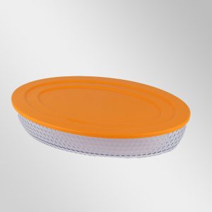 Plastik Kapaklı Küçük, Petek Desenli Oval Tepsi