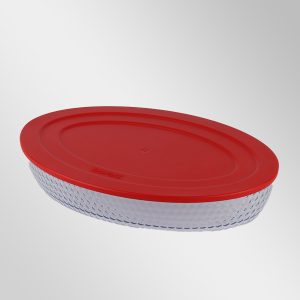 Plastik Kapaklı Büyük, Petek Desenli Oval Tepsi
