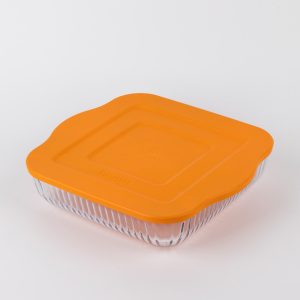 Plastik Kapaklı Büyük, Optik Desenli Kare Tepsi