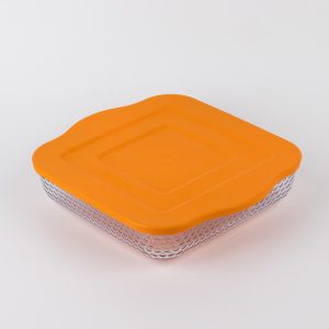 Plastik Kapaklı Büyük, Petek Desenli Kare Tepsi