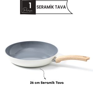 26 cm Seramik Tava – Yapışmaz Seramik Kaplama, Az Yağlı Sağlıklı Pişirme Tavası