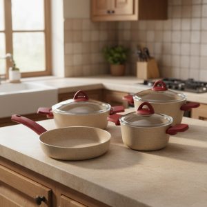 Masterchef 7 Parça Bej Alüminyum Tencere Takımı