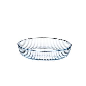 Optik Desenli Küçük Oval Cam Tepsi